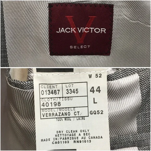 JACK‎ VICTOR Mens Blazer Sport Coat Casual Suit Jacket Size 44L Two Button Wool